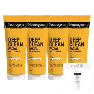 뉴트로지나 NEW 딥클린 훼이셜 클렌저 100g, 4개 + 증정(젠틀폼 클렌저 10g, 1개)
