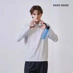 베이직하우스 통기성 소로나 레귤러핏 라운드 무지 긴팔 티셔츠