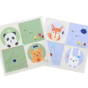 푸푸 바느질 실습세트(요술바늘 바느질연습종이 포함) / 기초 손 바느질 실과 교구 교재 세트 옷수선 용품