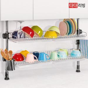 기둥식 식기건조대 800 2단 골드 /주방 싱크대 선반