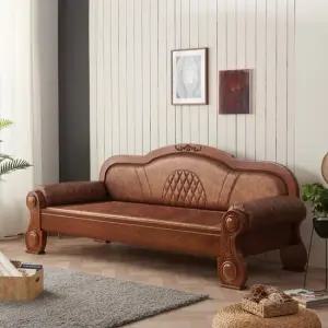 보루네오하우스 모닝듀 원목가죽 온돌 황토볼 소파침대 YS123