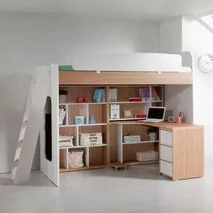컨셉트 MU-114 E0 가드형 벙커 이층 침대+h형책상+책장 DF903052
