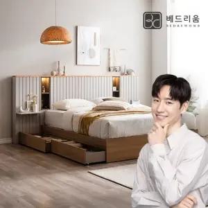 [금성침대x베드리움] 리디아 LED 원목침대+사이드패널 2EA+스위트에디션H K