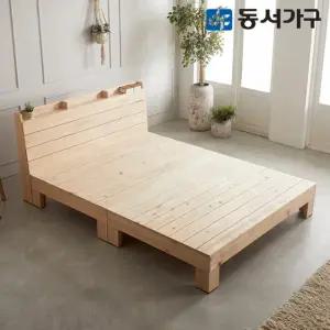 동서가구 힐링 피톤치드 수납헤드 편백나무 ALL 원목 프레임 퀸 Q 침대 매트미포함) DF638418