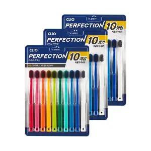 크리오 퍼펙션 차콜 초극세모 비비드 구취케어 콤팩트헤드 칫솔 10입, 3개