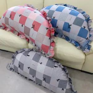 해피캣 반달 쿠션커버 만두 등받이 대쿠션 발베개 순면 커버 안감있음