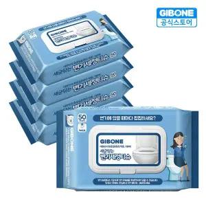 [기본에] 세균닦는 변기커버 세정티슈 캡형 50매X5팩
