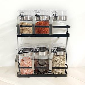 내열 유리 손잡이 양념통 6P 거치대 세트(블랙/화이트) 스푼&스티커포함