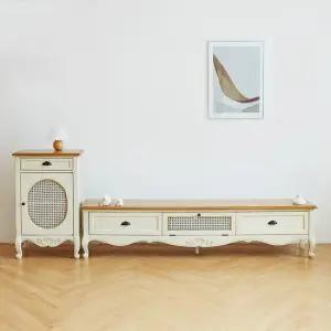 유캐슬 루앙 엔틱 아이보리 티비 TV 2000 거실장 세트 거실장+협탁