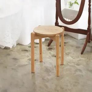 모던 원형 원목스툴 원목의자 내츄럴