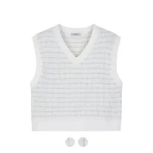 [폴햄][폴햄] 여성 플레인 믹스 패턴 브이넥 니트 베스트_PHD1ES2310