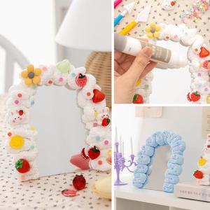 [문구티쳐] 민화샵 클레이 폼미러 diy 만들기세트 폼클레이 탁상거울 손거울 데코덴 생크림거울 꾸미기