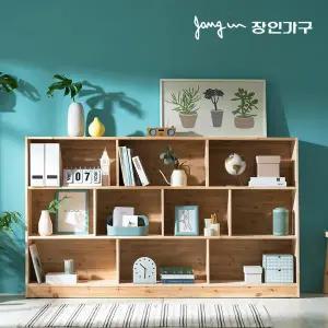 장인가구 올리브 1950 3단 가로형 원목 책장