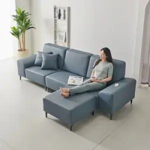 솔트 나우루 4인 천연면피 통가죽 소파 + 스툴 msi006