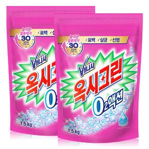 옥시크린 오투 액션 1.5kg x 2개, 세탁보조제 살균 표백제 얼룩제거 가루세제