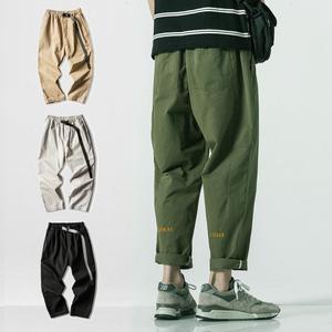 남자 와이드 오버핏 크롭팬츠 허리밴딩 벌룬 남성배기바지