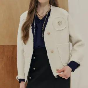 [MAXZA] 하트 브로치 프린지 울 핸드메이드 자켓