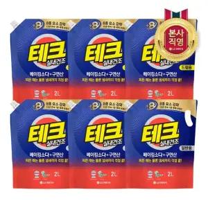 테크 베이킹소다+구연산 실내건조 액체세제 리필 2L x 6개(일반/드럼 택1)
