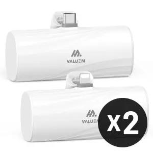 [1개+1개] 밸류엠 일체형 미니 도킹형 보조배터리 5000mAh D1 C타입 8핀 갤럭시 아이폰