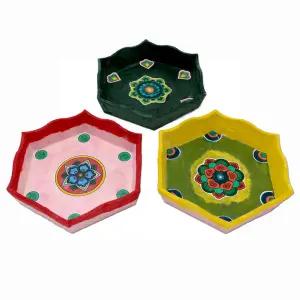 한지 공예 육각  다과접시 만들기(5인용)/전통체험 색칠하기 전통 무늬 문양 추석만들기 체험키트 설날 diy공예 미술재료 방과후수업 문화