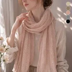 어나더뷰 레이스 롱 스카프 빅사이즈 간절기 머플러 2132