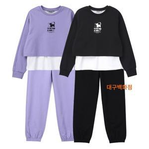 [대구백화점] [레노마키즈] 여아 레이어드 크롭 상하복 세트(R2435T164/P264)