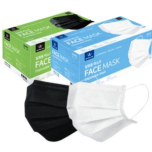 50매_워크라인 일회용 마스크 부직포 위생 페이스마스크 성인용 대형 화이트 검정 블랙