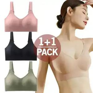 (2장세트)패드일체형 심리스브라 여성 노와이어 스트랩 극찬브라