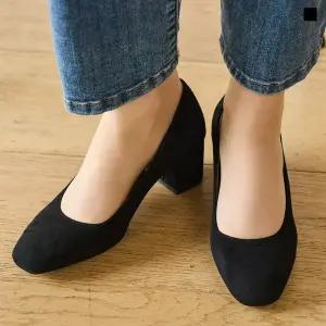 미르바네스슈즈 동글베이직 스웨이드 펌프스_5.5cm