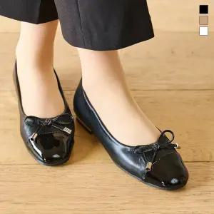 미르바네스슈즈 광택 리본 플랫슈즈_1.5cm