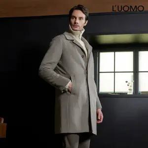 워모 남성 울 캐시미어 블렌딩 퀼티드 트리밍 코트 베이지