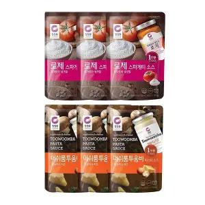 청정원 싱글파우치 머쉬룸투움바소스, 150g, 3개 + 로제소스, 170g, 3개