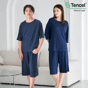 마밤 모달 아동 주니어 잠옷 파자마 초등 학생 내의 실내복 셋업 라운드넥 네이비 7부