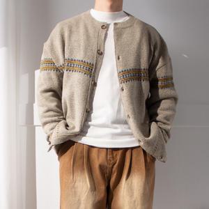 노르딕 버튼 가디건 / 국내생산 자가드 코위찬 봄 가을 가벼운 니트 카디건