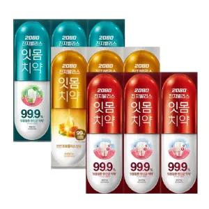 애경 2080 진지발리스 오리지널 치약 120g x9개 /3종 혼합 프로폴리스 민트치약