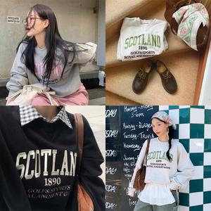 [모코블링]스코틀랜드1890 자수맨투맨 쭈리맨투맨 오버핏맨투맨 자수맨투맨