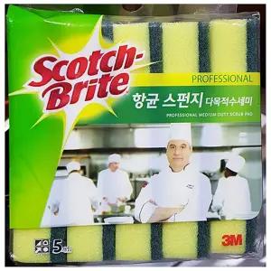 항균 스펀지 수세미 3M 5매/주방용품/3M수세미/철수세미/스카치브라이트/스카트수세미/스카치브라이트수세