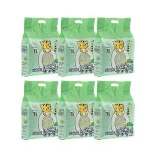 [6개세트] 네꼬모리 두부국시 극세입자 (그린티) 7L(2.8kg) 고양이 모래