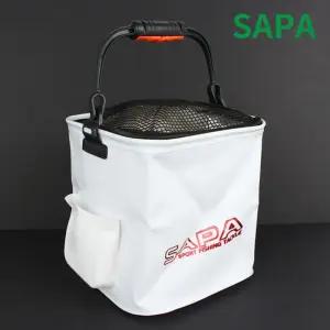 싸파 주머니형 사각 두레박 24cm 화이트/낚시 바스켓 바구니 접이식 밑밥 살림 통 바다 민물 선상 낚시용