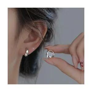6mm 925 실버 미니 볼드 원터치 링 은 귀걸이 N242