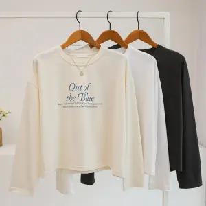 [잇수다] 아웃블 레터링 프린팅 루즈핏 라운드 긴팔 티셔츠