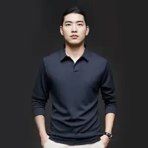 가을 오픈 카라티 남자 정장티 긴팔 카라티셔츠