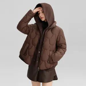 TLB 여성용 투톤 클래식 후드 숏패딩 경량 캐주얼 퀼팅 점퍼