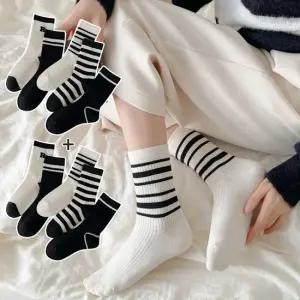디나 쫀쫀한 줄무늬 골지 무압박 목 양말 10켤레 세트