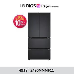 [1등급][491L]LG 오브제 김치냉장고 스탠드형 4룸 메탈 맨해튼미드나잇(Z490MMMF1