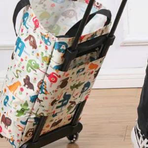 바구니 카트 접이식 롤링 대용량 시장 바구니 다용도 바퀴 캐리어 가벼운 휴대용 pu 방수