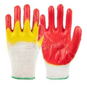 소백산글러브 [국산] 고급 이중코팅장갑 100켤레 황이중 이중황 작업 안전장갑