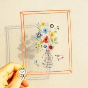 [피오피스토리] 투명 스티커 압화 엽서 만들기(도안 제공)