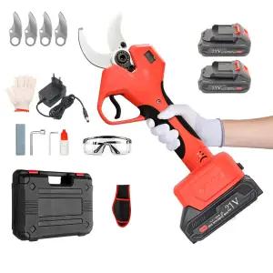 QZMY독일기술 21V BLDC모터 무선 충전식 전동 전지가위 60mm 나무 가지치기 배터리2개