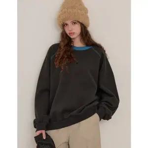 [공구우먼] [제작] 클라우디 배색 루즈핏 기모 맨투맨 85323 빅사이즈 여성의류